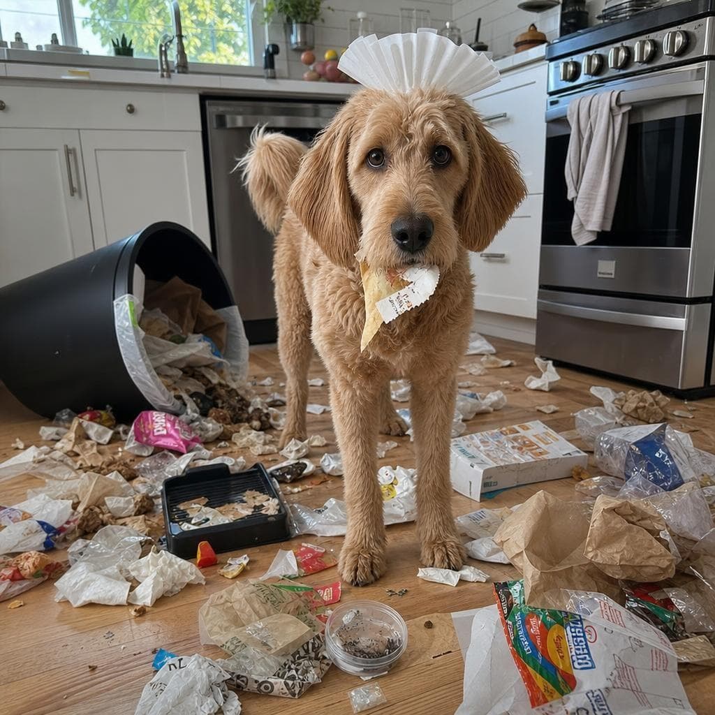 Dog Trash Mess prank example made with PrankAI